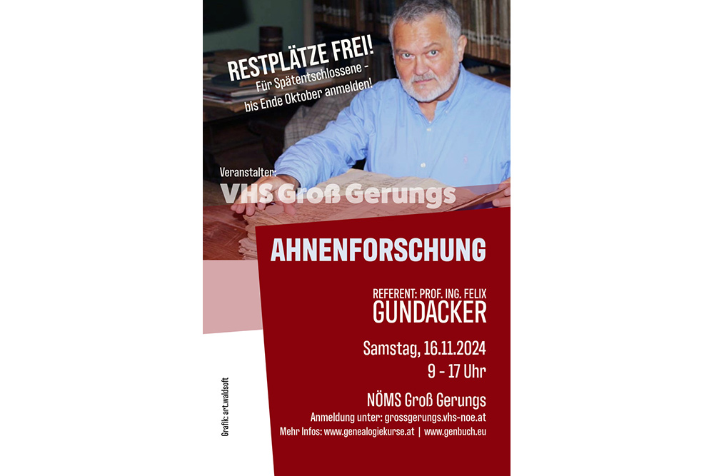 Flyer Ahnenforschung Prof. Gundacker 2024